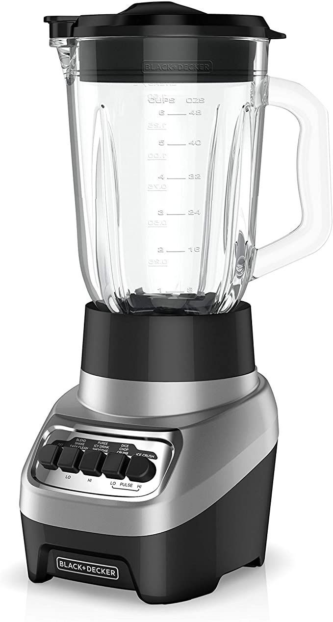Blender Black+Decker bol en verre gradué avec socle aluminium brossé